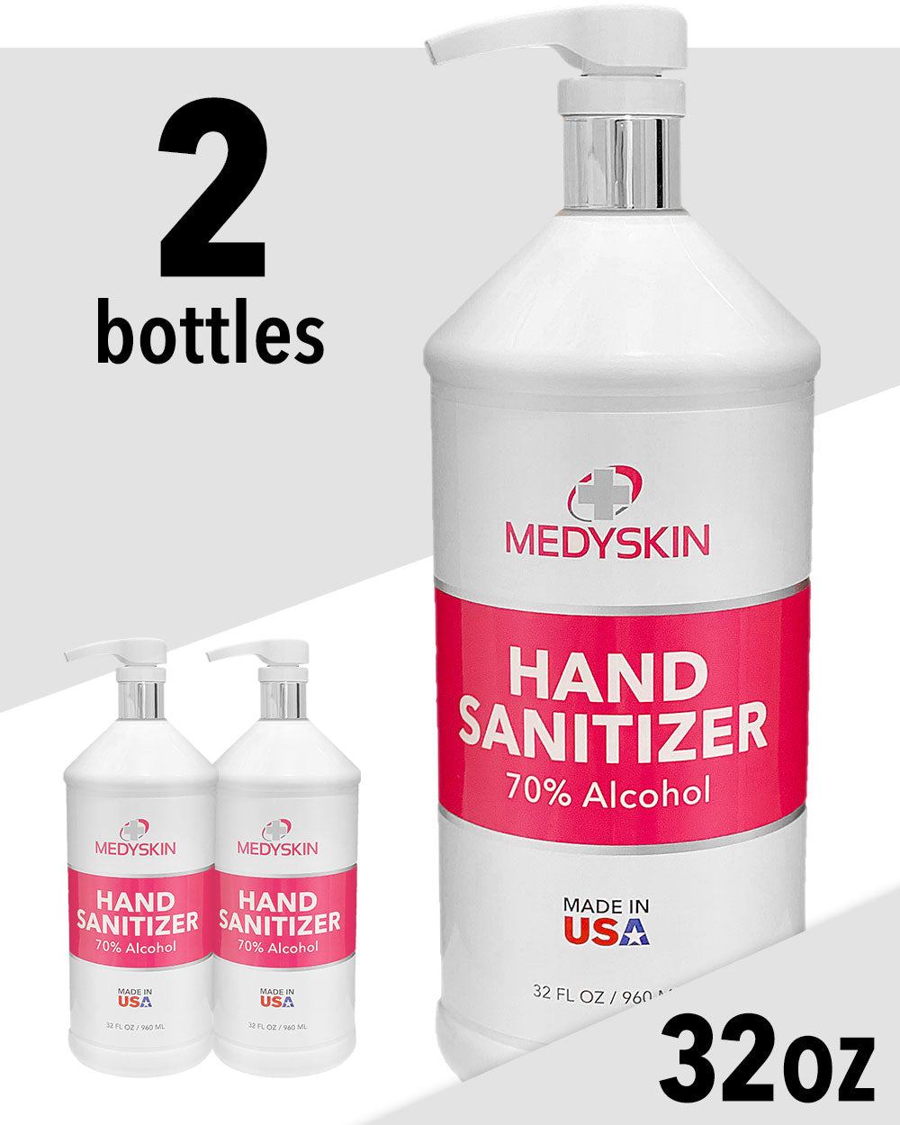 2 Bottles - Hand Sanitizer Gel 32oz